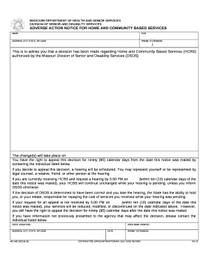 ADVERSE ACTION NOTICE FOR HOME AND COMMUNITY BASED SERVICES