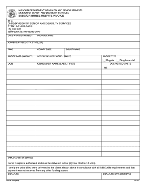 SSBG/GR NURSE RESPITE INVOICE