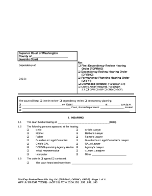 First Dependency Review Hearing Order (FDPRHO)