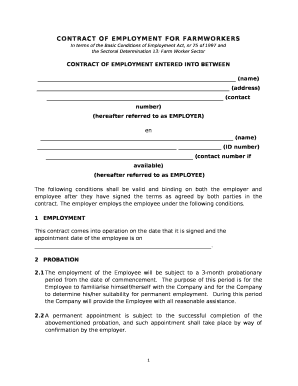 CONTRACT OF EMPLOYMENT FOR FARMWORKERS