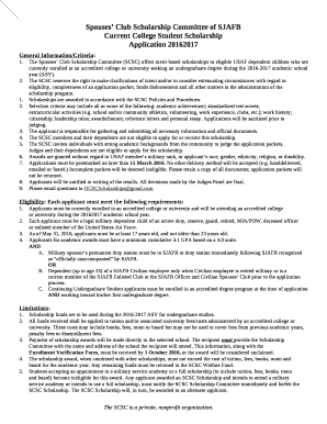 Spouses Club Scholarship Committee of SJAFB Current College Student Scholarship Application 20162017