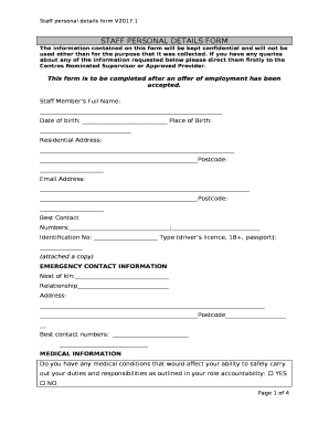 STAFF PERSONAL DETAILS FORM