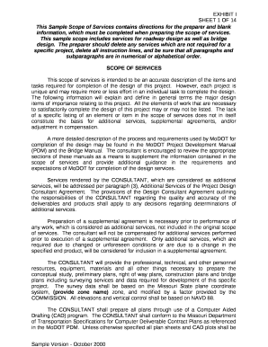 This Sample Scope of Services contains directions for the preparer and blank information, which must be completed when preparing the scope of services