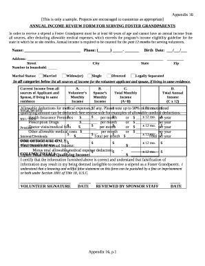 ANNUAL INCOME REVIEW FORM FOR SERVING FOSTER GRANDPARENTS