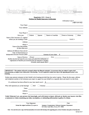Regulation 1315 - Form A
