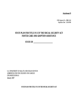 STATE PLAN FOR TITLE IV-E OF THE SOCIAL SECURITY ACT