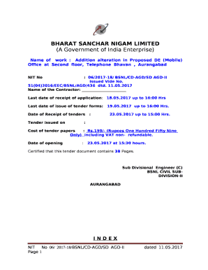 Name ofwork :Addition alteration in Proposed DE (Mobile) Office at Second floor, Telephone Bhavan , Aurangabad