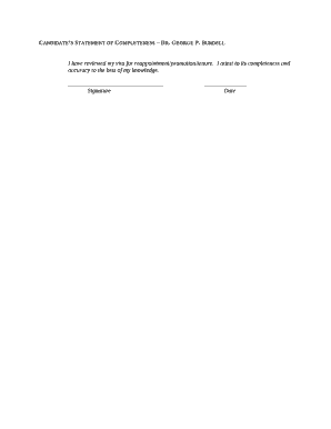 Candidates Statement of Completeness Dr