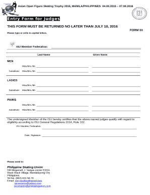 The undersigned Member of the ISU hereby certifies that the above named judges qualify with regard to eligibility according to ISU General Regulations 2014, Rule 102