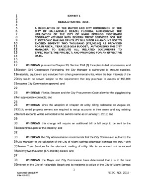 A RESOLUTION OF THE MAYOR AND CITY COMMISSION OF THE CITY OF HALLANDALE BEACH, FLORIDA, AUTHORIZING THE UTILIZATION OF THE CITY OF MIAMI SPRINGS PIGGYBACK CONTRACT #07-06/07 WITH SEVERN TRENT SERVICES FOR THE ELECTRONIC MAILING OF UTILITY