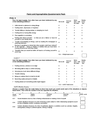 Panic and Agoraphobia Questionnaire Pack