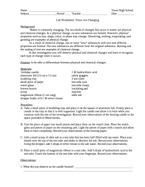 Lab Worksheet: Times Are Changing