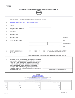 REQUEST FORM: ADDITIONAL ORI/TID ASSIGNMENTS
