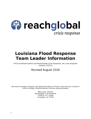 Louisiana Flood Response Team Leader Information