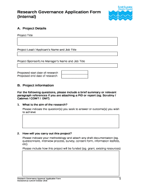 Research Governance Application Form