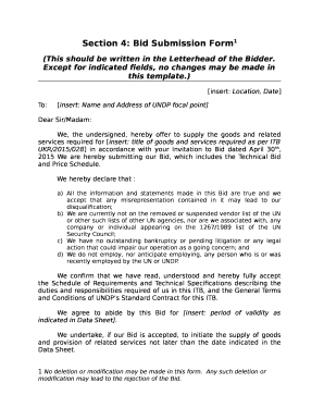 Section 4: Bid Submission Form (This should be written in the ...