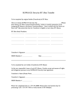 SUPRA/GE Security BT iBox Transfer