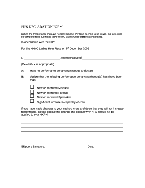PIPS DECLARATION FORM