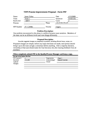 TSPi Process Improvement Proposal - Form PIP