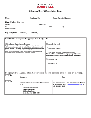Voluntary Benefit Cancellation Form