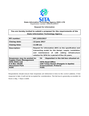You are hereby invited to submit a proposal for the requirements of the State Information Technology Agency