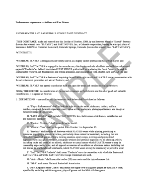 Endorsement Agreement -- Athlete and Fast Moves