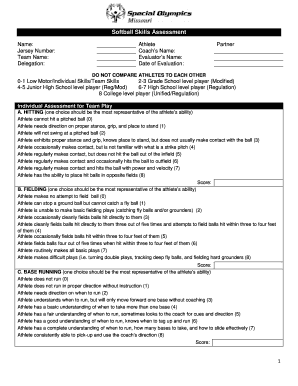 Softball Skills Assessment