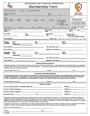 Membership Form - New Mexico Youth Soccer Association