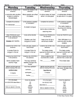 Name:Language Homework - 3Date: