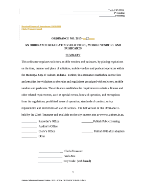The ordinance establishes the requirement to obtain a license and other related requirements, such as special events, hours of operation, and exemptions from the regulations, prohibited hours of operation, standards of conduct, safety