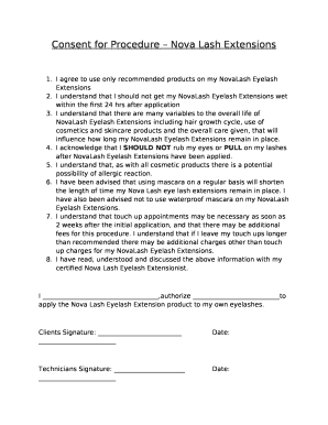 Consent for Procedure Nova Lash Extensions