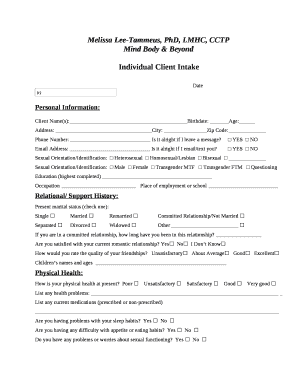 Individual Client Intake