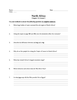 Use your textbook to answer the following questions in complete sentences