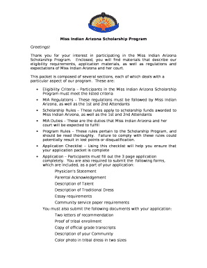 Miss Indian Arizona Scholarship Program Greetings! Thank you for ...