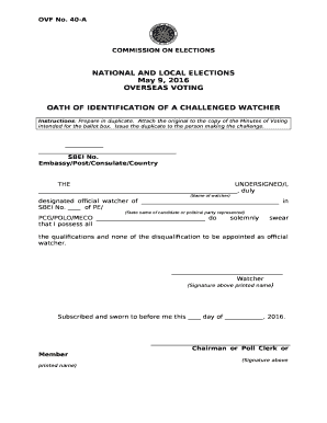 OVF No. 40-A - Comelec