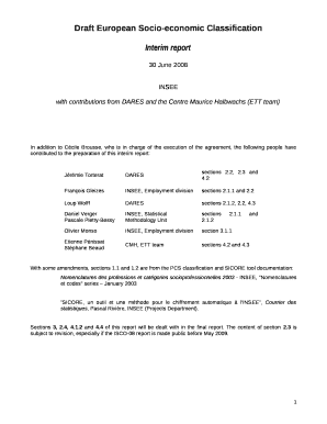 Draft European Socio-economic Classification