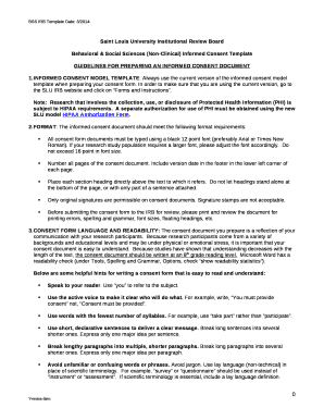 Behavioral & Social Sciences (Non-Clinical) Informed Consent Template