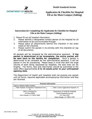 Instructions for Completing the Application & Checklist for Hospital EDs at the Main Campus (Adding)