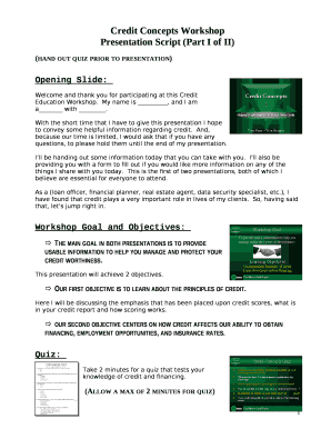 Presentation script template word