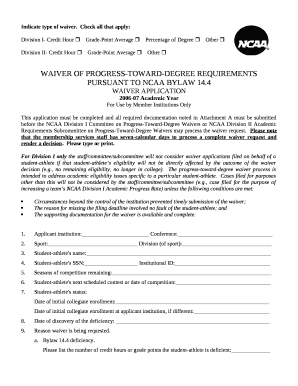 Indicate type of waiver