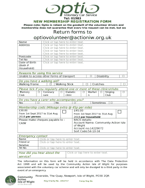 Return forms to optiovolunteeractioniw