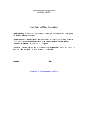 Video, Audio and Photo Consent Form