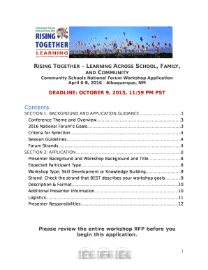 Community Schools National Forum Workshop Application
