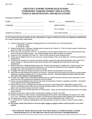 TEMPORARY PARKING PERMIT APPLICATION,