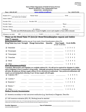 Please use the Brand Name PA form for Brand Benzodiazepines requests and