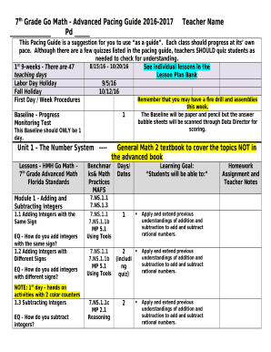 7th Grade Go Math - Advanced Pacing Guide 2016-2017Teacher Name Pd