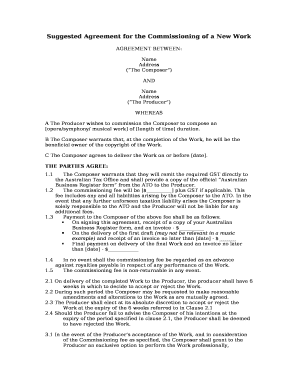 Suggested Agreement for the Commissioning of a New Work