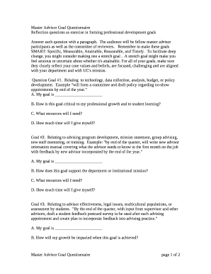 Master Advisor Goal Questionnaire