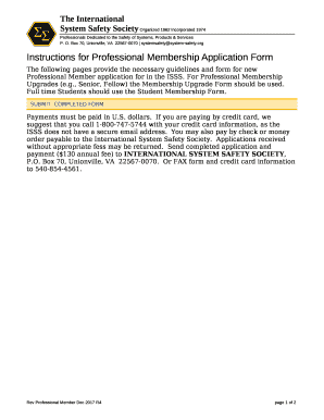 Instructions for Professional Membership Application Form