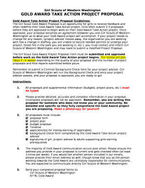 Gold Award Take Action Project Proposal Guidelines: template
